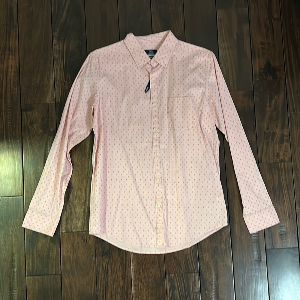 NWT George pink patterned buttondown w stretch